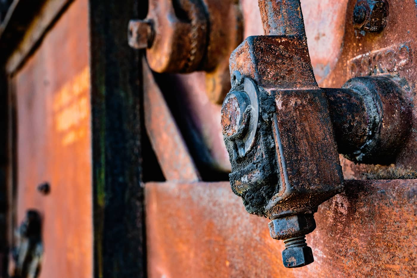 Rust and corrosion on industrial bolts